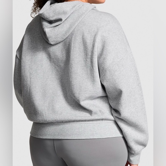 BRAND NEW VS PINK Ivy Fleece Campus Full-Zip Hoodie | Heather Stone Grey | XXL - Picture 3 of 9